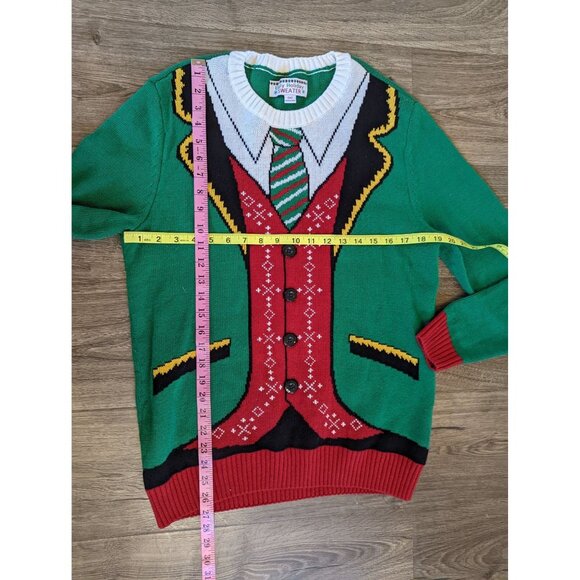 Ugly Holiday Sweater Tie Vest Print Size Men M - Picture 3 of 10